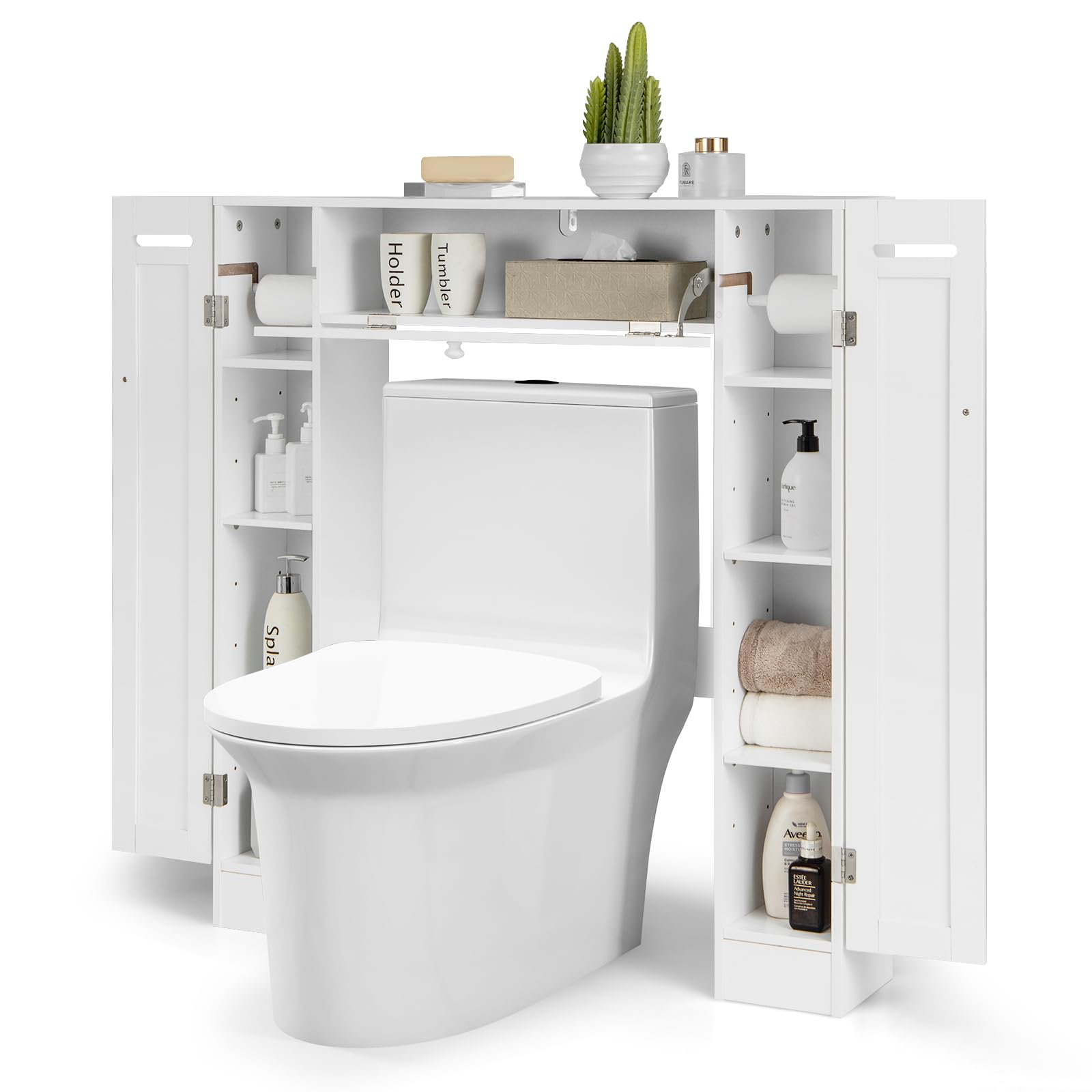 Over The Toilet Storage Cabinet, Bathroom Space Saver - Tangkula